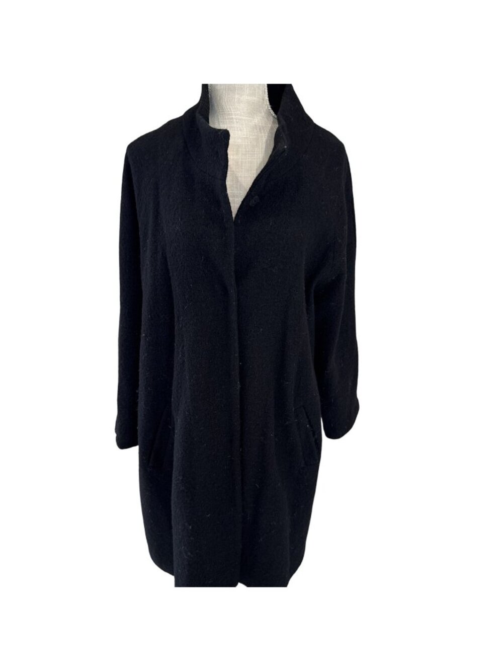 Cynthia Rowley Black Wool Button-Up Coat Size 1X